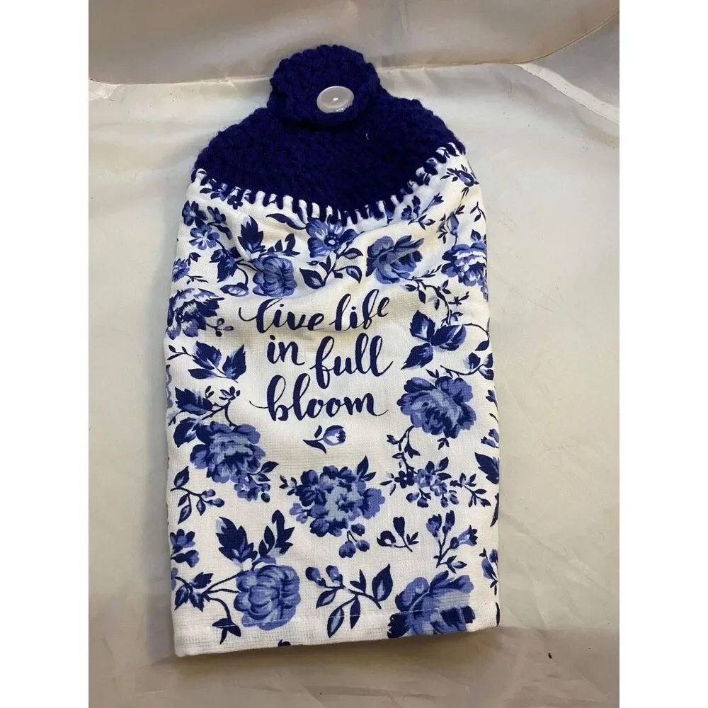 #4796 Hand made set of blue kitchen towels knitted